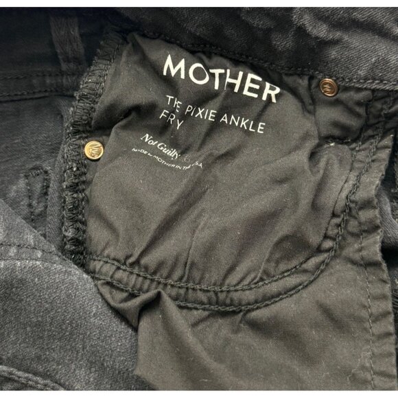 Mother The Pixie Ankle Fray Jeans in Not Guilty Black Exposed Button Fly Size 27 - Picture 7 of 11